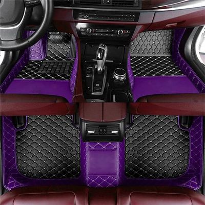 LooqS Custom Car Floor Mats for Chevrolet for Camaro 2000-2023 SS Non-Slip Waterproof All Weather Luxury Leather Anti-Slip 3D Full Coverage Auto Carpet Cover Pad Car Accessories (Black/Purple)