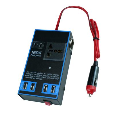 1500W Car , 12V 24V DC to 110V 220V AC Vehicle Plug Adapter Converter with USB Quick Charging Ports AC Outlets, Ports Car for Trucks Home Outlets