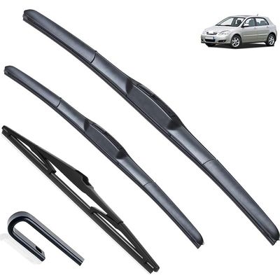 Vehicle wiper Front Rear Wiper Blades Set For Toyota Corolla Allex E120 E130 Hatchback Wagon 2001-2007 Windscreen Windshield Window 22"19"14" All-weather wiper (Color : Front Rear, Size : RHD)