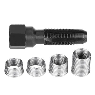 MUNEFE Sparks Plug Repair Tool, Head Tap Kit, 5 Piece Steel Sparks Plug Thread Tapping Tool for Repairing Damaged Threads