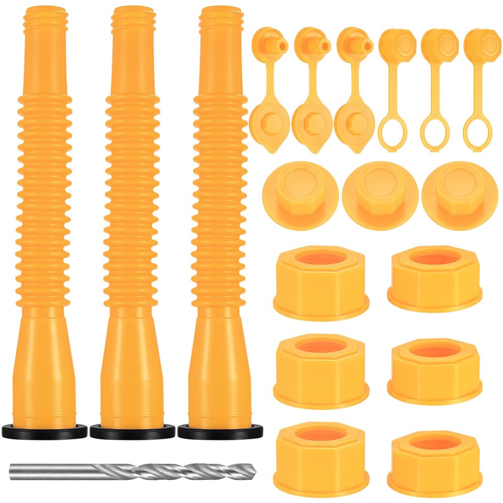 Zxglxinyao Gas Can Spout Replacement Set, 19 Pcs Gas Can Nozzle Replacement Kit for 1/2/5/10 Gal, Spouts for 5 Gallon Gasoline Cans of Old Tanks, Vent Caps, Drill Bits