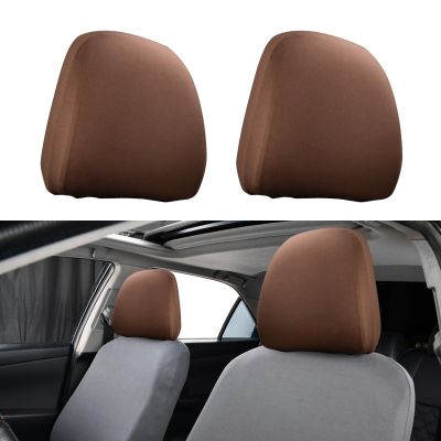 gunhunt Pack-2 Car Headrest Covers, Soft Dust-Proof Protector Covers, Seat Headrest Cover Replacement, Breathable Automobile Decoration Kit, Universal for Most Cars, Trucks, SUVs (Brown)