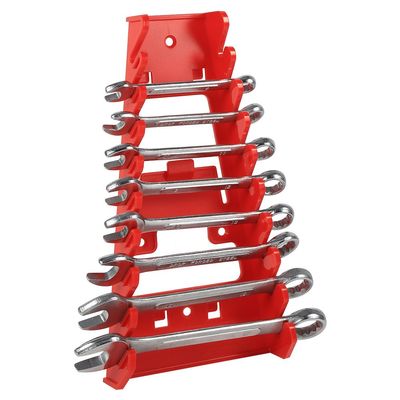 QANYEGN Plastic Wrench Organizer, 9 Slot Red Plastic Wrench Rack Standard Organizer Holder, Wrench Storage Rack for Storage Tool Wrenches Keeper