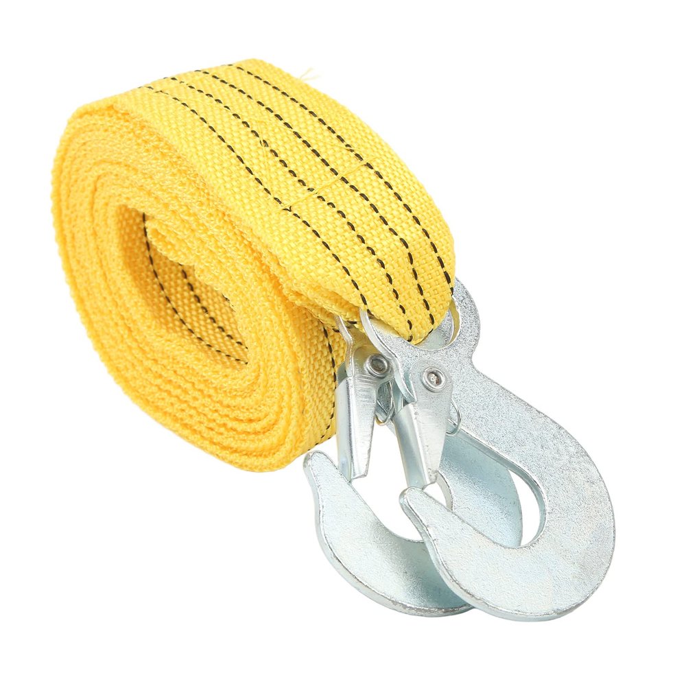 Car Towing Rope, 4m 3T Car Towing Rope Strap, Emergency Towing Rope with Hooks High Strength Polypropylene Steel Heavy Duty Tow Strap High Strength for Emergency Trailer Trucks