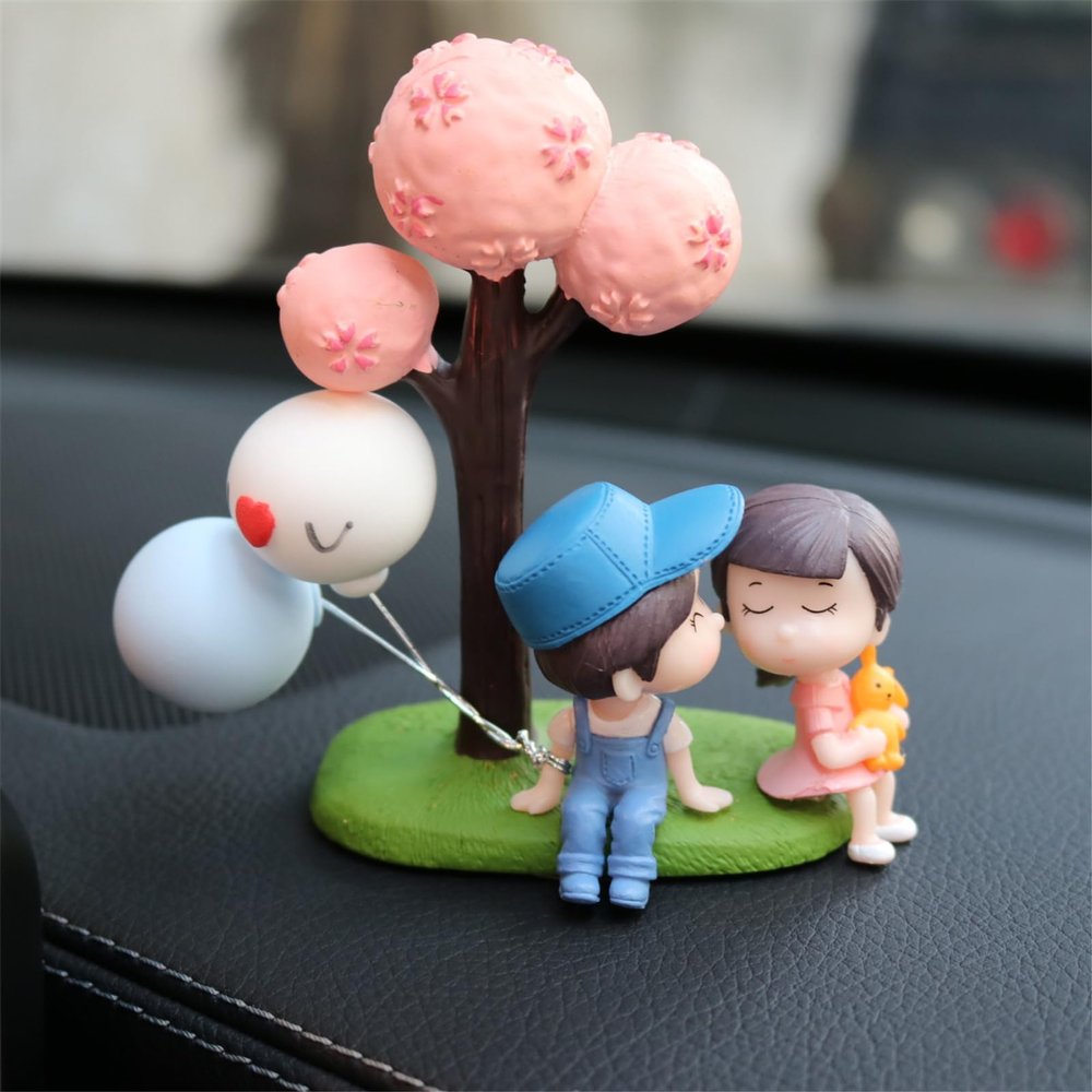 Aphro Couple Cute Ornaments for Car, Cartoon Car Dashboard Decorations, Car Decoration Cute Cartoon Couples Action, Car Decorations Interior (Style 01)