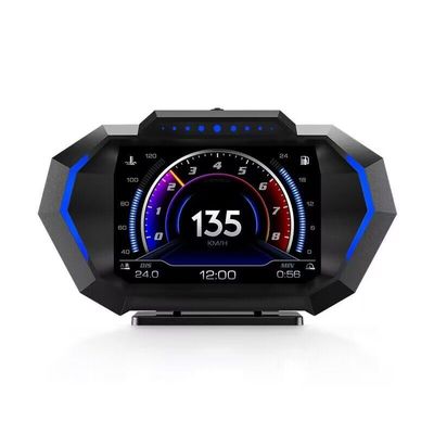 AZIJYV Obd2 Gauge Display with Speed, Heads Up Display for Cars P24, Fuel Consumption, RPM, Overspeed Alarm, OBD+GPS Digital Speedometer Suitable for All Car