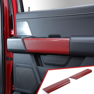 Interior Upgrade Accessories Rear Door Inner Handle Panel Trim Cover Sticker Protector for Ford F150 Raptor 2021 2022 2023 2024 2025 Red Carbon Fiber Style
