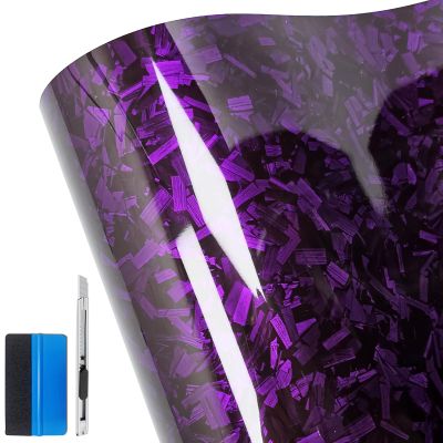 LZLRUN Gloss Purple Forged Carbon Fiber Car Vinyl Wrap Film 1" x 30ft