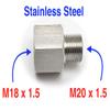 Autobahn88 Stainless Steel Hose End Conversion Adapter Fitting for Automotive, Pneumatic, plumbing, hydraulic, Industrial use - M18 x1.5 Female to M20 x1.5 Male, Hex 22 view 2