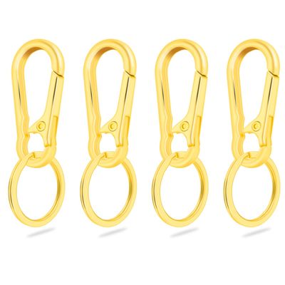 CooBigo 4Pack Small Keychain Rings, Metal Key Carabiner Clip, Mini EDC Key Ring Chain Holder Organizer for Purse Charm Hook, Car Keychain, Paracord Keychain Lanyard, Men and Women Key Fob (Gold)