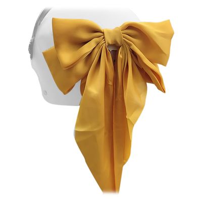 1 Piece Large Bow for Helmet Fashion Helmet Decoration Helmet Accessory for Ski Motorcycle Snowboard Helmet Yellow