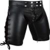 Men's Real Genuine Cowhide Leather Shorts Gay Chaps Leather Chap American (Black, 40) view 1
