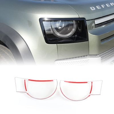 HIRUFAIT 2Pcs Headlight Covers for Land Rover Defender 90 110 130 2020-2023, ABS Material Headlamp Lens Protective Cover Accessories Clear Transparent