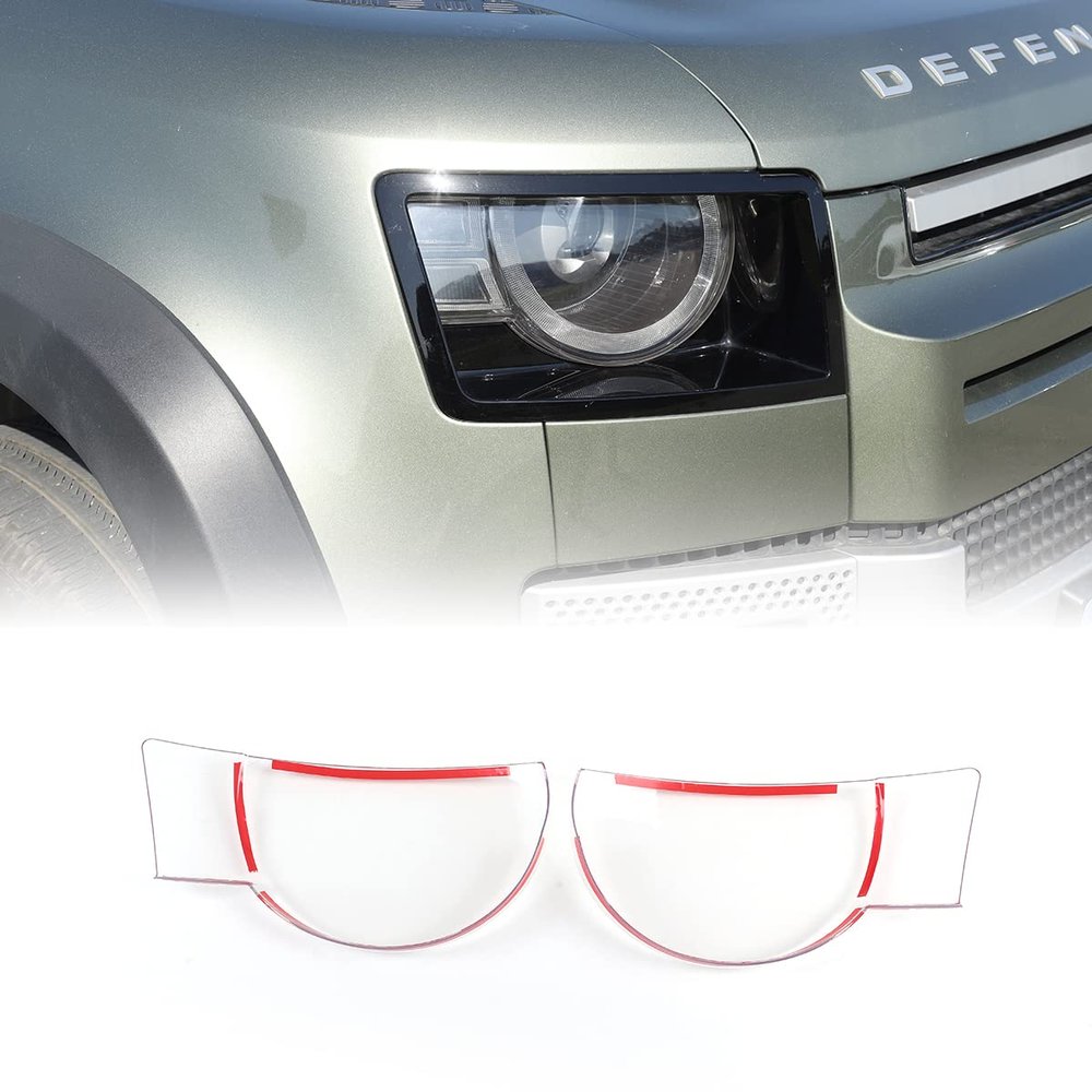 HIRUFAIT 2Pcs Headlight Covers for Land Rover Defender 90 110 130 2020-2023, ABS Material Headlamp Lens Protective Cover Accessories Clear Transparent