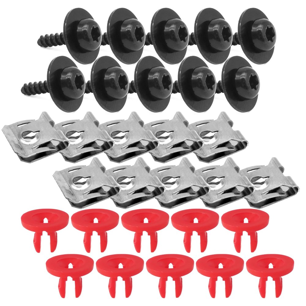 T30 Guard Undertray Cover Engine Splash Shield Compatible with Ford Focus Fusion Escape Explorer C-Max Transit Connect Lincoln MKC Screws Bolt Nut Clip Kit 10 Sets
