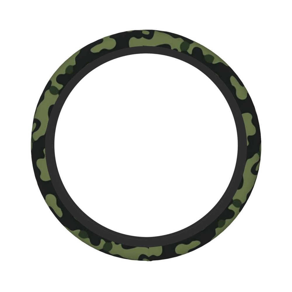 Camo Green Print Steering Wheel Cover Soft Anti-Slip Auto Steering Wheel Cover Elastic Car Accessories Steering Wheel Protector Universal 15 Inch for Cars SUV Vehicle Truck