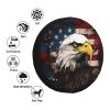 American Flag Spare Tire Cover - Rustic Patriotic Bird Wheel Covers for Trailer Tires RV Truck SUV Protectors Universal USA Flag Accessories 14 Inch view 2