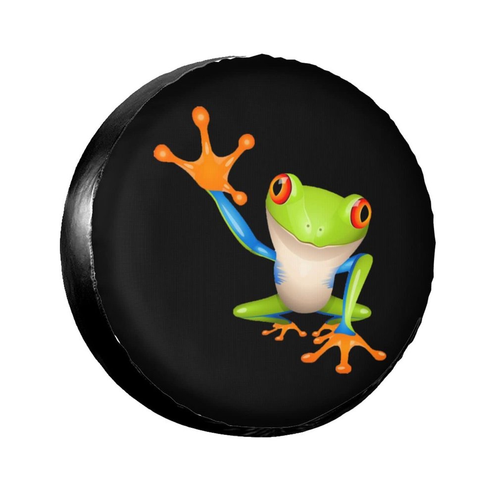 Funny Tree Frog Spare Tire Cover Tough Tire Wheel Waterproof Soft Cover Universal Fit for RV SUV Truck Motorhome Camper Travel Trailer 14" 15" 16" 17"