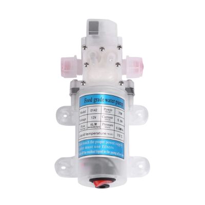 PIGENE Adjustable Small Submersible Pump Dc 12V 70W Food Grade Self-Priming Diaphragm Water Pump with Switch Diaphragm Water Pump 6L/Min Self-Priming Booster Pump