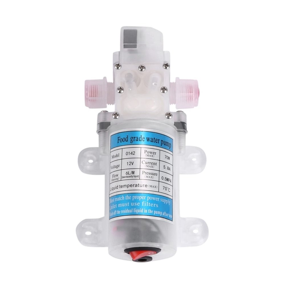 PIGENE Adjustable Small Submersible Pump Dc 12V 70W Food Grade Self-Priming Diaphragm Water Pump with Switch Diaphragm Water Pump 6L/Min Self-Priming Booster Pump