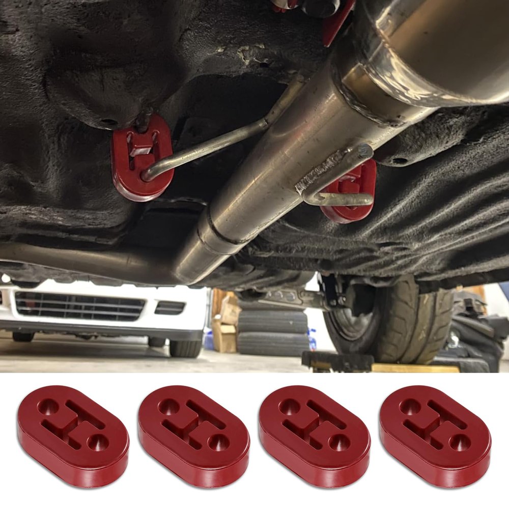CHRYMUM 4PCS Car Rubber Exhaust Hanger, Rubber Muffler Hangers, Rubber Insulator Bushing Mount, Rubber Exhaust Mounts with 2 Holes 0.47 Inch, High Density Bracket Hanger Universal for Car/Truck/SUV