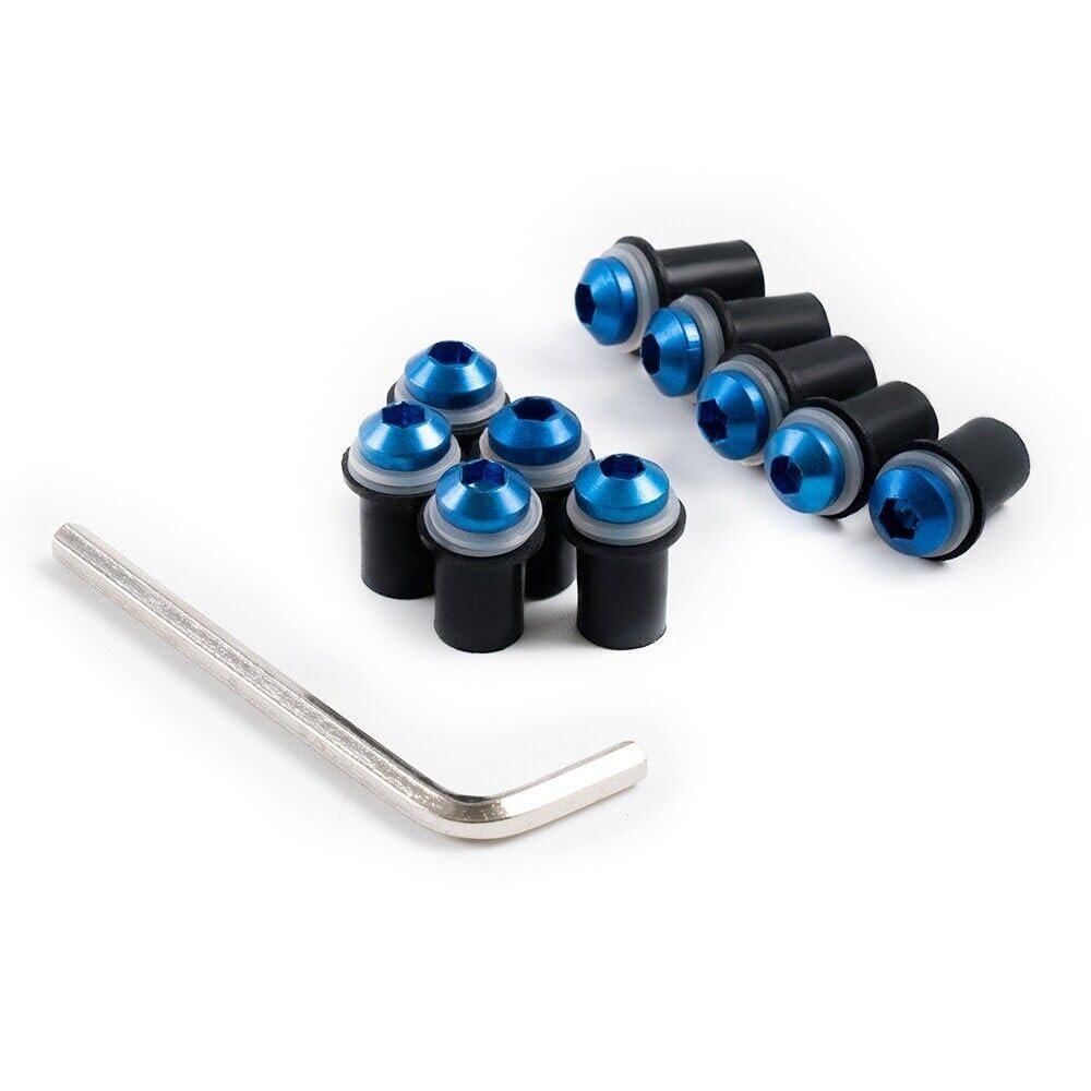 10PCS Motorcycle Windshield Bolts Screws Kit Aluminum Windscreen Body Mounting Bolts Wellnuts for Yamaha YZF-600 R7 2022 2023 YZF600R Thundercat YZF1000R Thunderace 1996-2007 Blue
