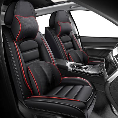 ILMO Seat Covers Fit for RAM 2500 2012-2026, Waterproof Nappa Leather Truck Seat Protectors with Soft Touch, Compatible Airbag Auto Interior Covers (Black&Red, 2 Front Seat Luxury)