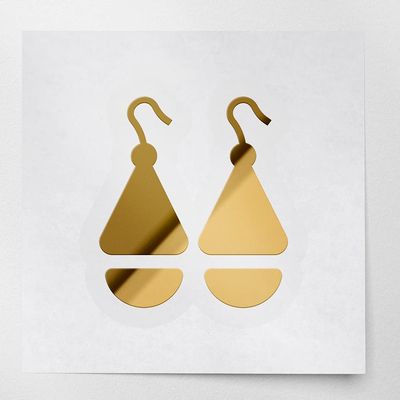 Decal Stickers of Earrings (Metallic Gold) (Set of 2) Luxury Weatherproof Vinyl Decal Stickers for Laptop Desktop Smartphone Car Dirt Bike Wall Room Mason Jar Bathtub Door - ANDVER1e38053GO