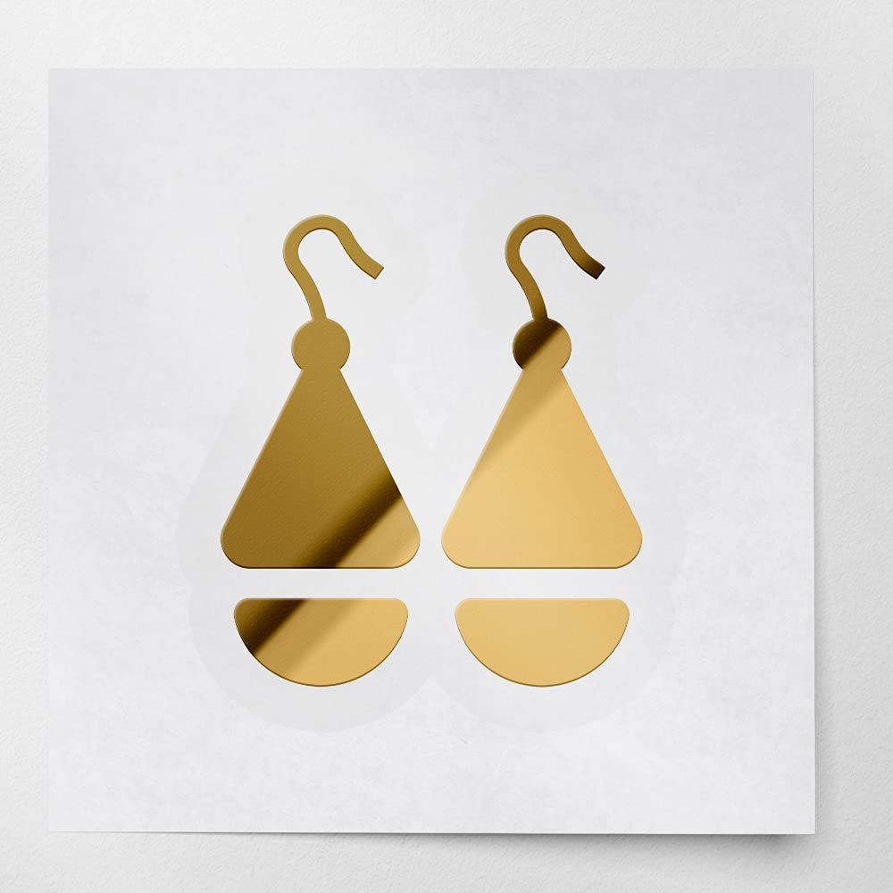 Decal Stickers of Earrings (Metallic Gold) (Set of 2) Luxury Weatherproof Vinyl Decal Stickers for Laptop Desktop Smartphone Car Dirt Bike Wall Room Mason Jar Bathtub Door - ANDVER1e38053GO