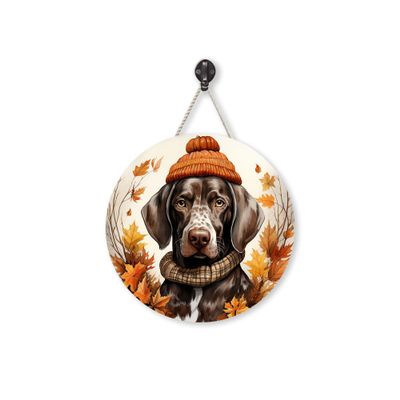 German Shorthaired Pointer Dog is Wearing Scarf and Beanie Spare Tire Cover, Wheel Protectors Weatherproof Universal, Wheel Cover Fit for Many Vehicle 27" 28" 29" 30" 32" 34"