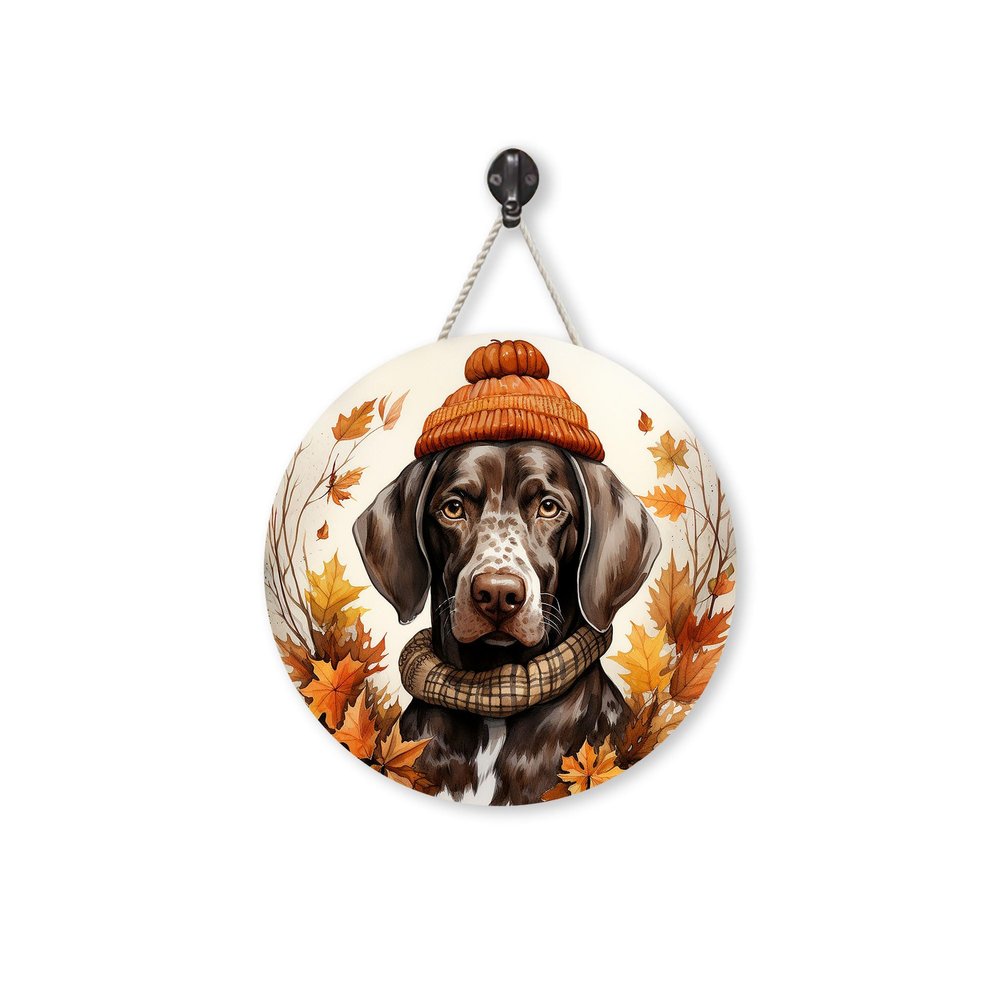German Shorthaired Pointer Dog is Wearing Scarf and Beanie Spare Tire Cover, Wheel Protectors Weatherproof Universal, Wheel Cover Fit for Many Vehicle 27" 28" 29" 30" 32" 34"