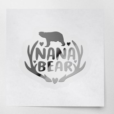 Decal Stickers of Nana Bear (Metallic Silver) (Set of 2) Premium Waterproof Vinyl Decal Stickers for Laptop Smartphone Car Dirt Bike Wall Room Mason Jar Bathtub Door Skateboard - ANDVER1f11493SI