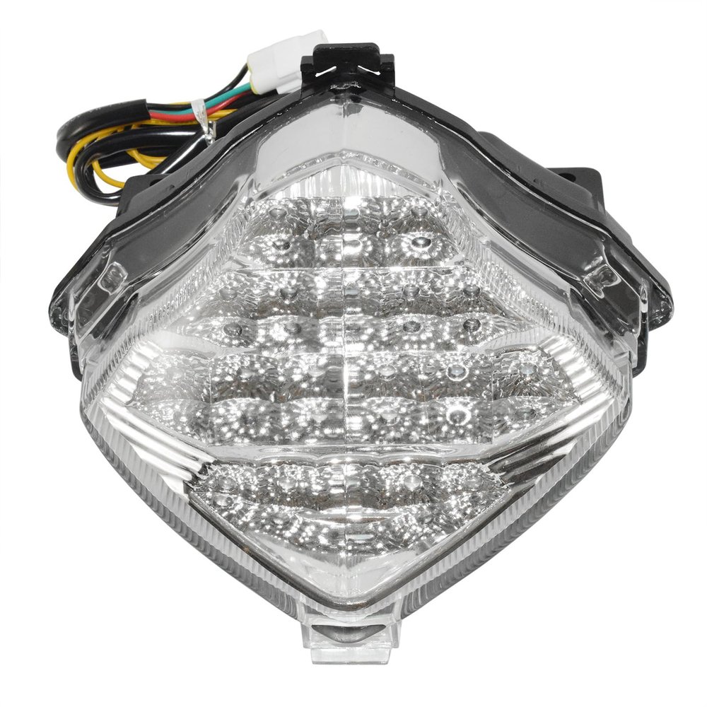 Motorcycle Chrome LED Integrated Blinker Taillight Rear Tail Brake Turn Signals Light For YAMAHA YZF-R1 YZF R1 YZFR1 2004 2005 2006 P/N 5VY-84710-00-00 (Clear)