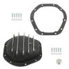 GENRICS 1 Set of Rear Black Aluminum Differential Cover & Gasket & Drain Plug Replacement for Dana 44 10 Bolts view 1