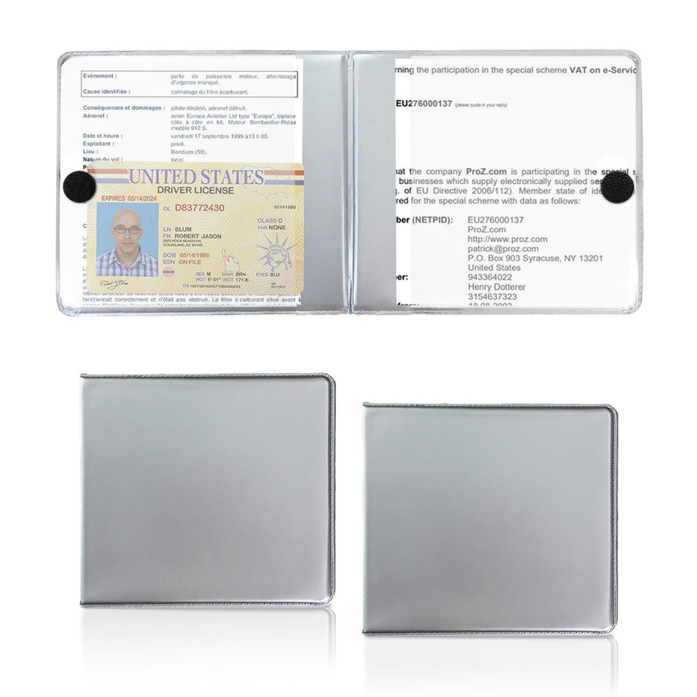 Dickno 2 PCS Car Registration and Insurance Holder, 10.6''4.8'' Essential Auto Card Glove Box Organizer with Closure, Vehicle Interior Accessories Perfect for Documents, Cards