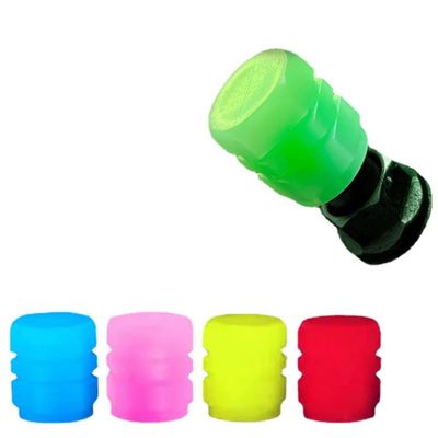 Luminous Car Valve Caps Fluorescent Green Blue Night Glowing Car Motorcycle Bicycle Wheel Styling Tyre Hub Universal Cap Decor 4Pcs (4Colors)