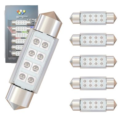 Wiseshine Festoon Dome LED Bulb,Festoon C5W 6418 6411 6423 Bulb Blue,DE3425 DE3423 LED Bulbs 38mm 39mm DC 12V for Lanscape Camper RV Car Interior Dome Trunk Lights (Pack 6)