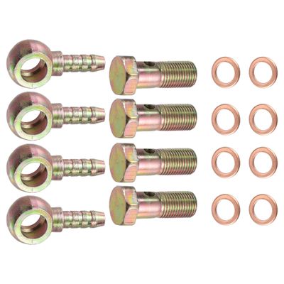 Karlass 4 Set Car Banjo Hose Barb Bolt Metal with 8mm Spacers for Car Fittings Washer Bronze Tone