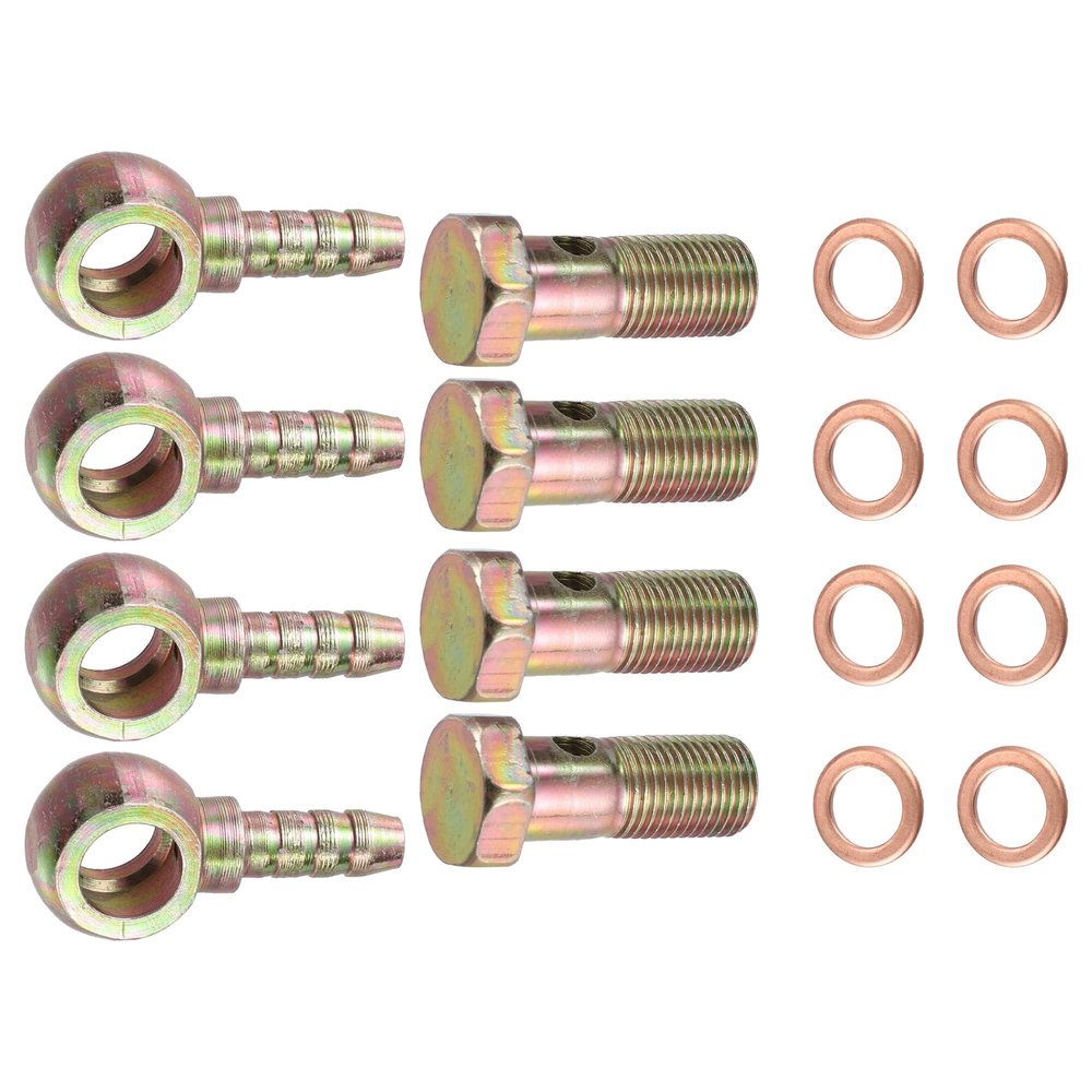 Karlass 4 Set Car Banjo Hose Barb Bolt Metal with 8mm Spacers for Car Fittings Washer Bronze Tone