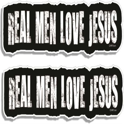 Gear Tatz - Real Men Love Jesus - Set of 2 Christian Contoured Small Bumper Stickers - for Cars,Trucks,Adults - Professionally Made in The USA - Vinyl Decal (1, 2"X6"(Set of 2))