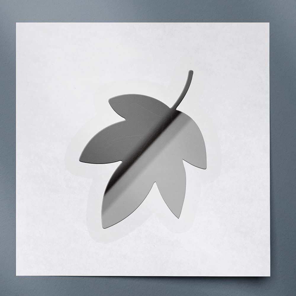 Decal Stickers of Leaf (Metallic Silver) (Set of 2) Premium Waterproof Vinyl Decal Stickers for Laptop Phone Accessory Helmet Car Window Mug Tuber Cup Door Wall Decoration - ANDVER1d34083SI