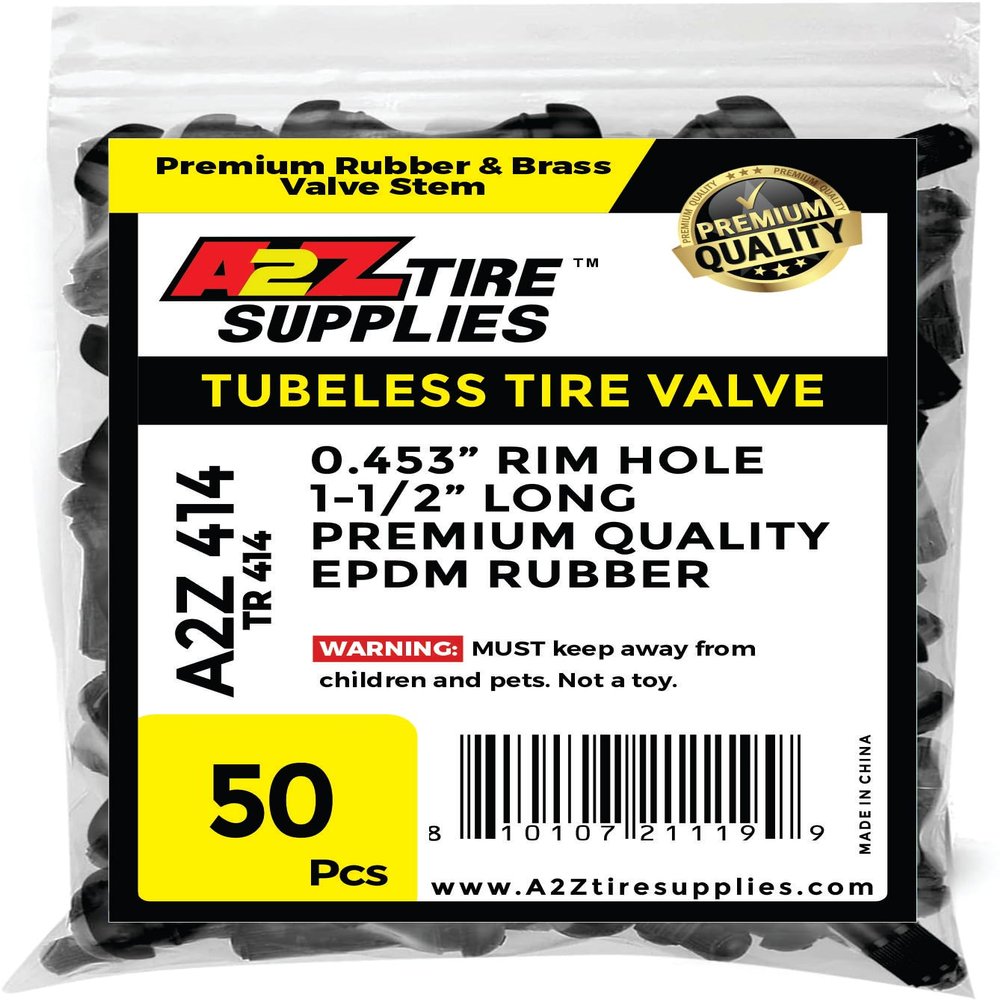 A2Z TIRE SUPPLIES EPDM PRIMIUIM SNAP-in Valve Stems (50, TR 414)