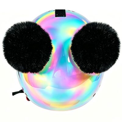 Lecherri Soft Round Plush Helmet Decoration Balls 2PCS, Fuzzy Fluffy with Hook & Loop Easy Install, Universal for Motorcycle Bicycle Ski ATV Motocross Helmet Ornament (Helmet Not Included)