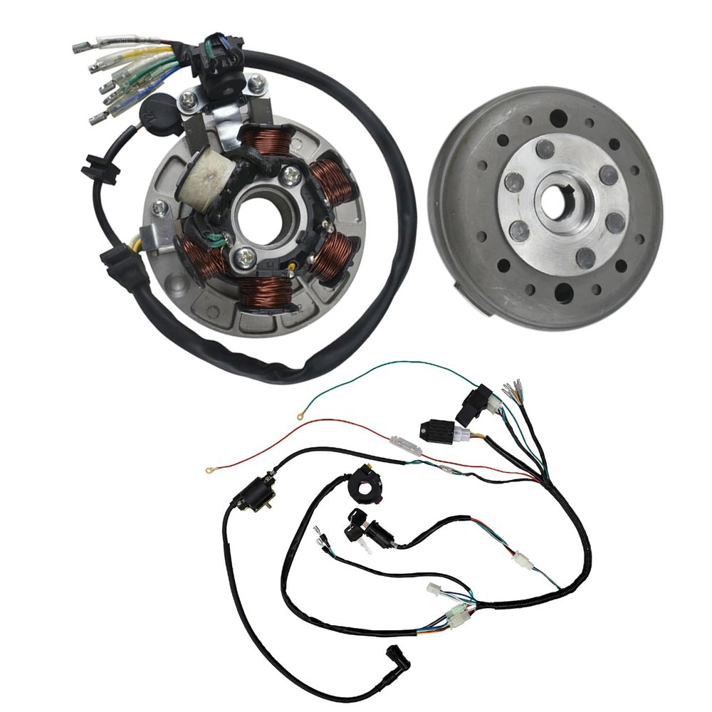 Fuerduo Magneto Stator Rotor and Complete Wiring Harness Kit for 50cc 140cc 150cc Pit Dirt Bike ATV Scooter