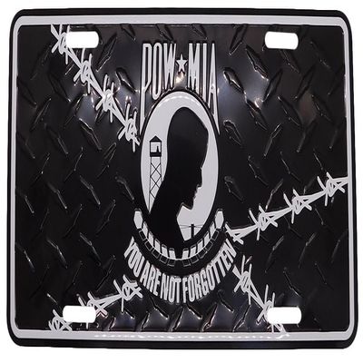 Pow Mia You are Not Forgotten Barbed Wire Diamond Deck 6"x12" License Plate