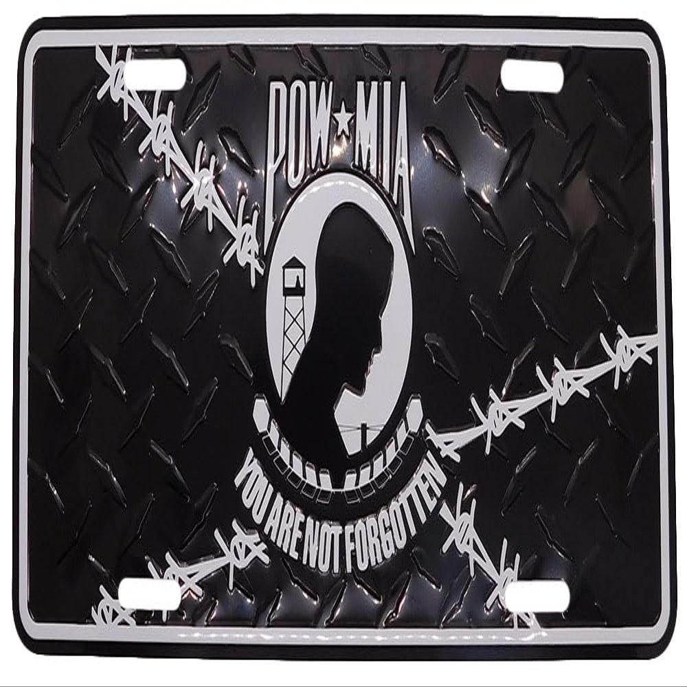 Pow Mia You are Not Forgotten Barbed Wire Diamond Deck 6"x12" License Plate
