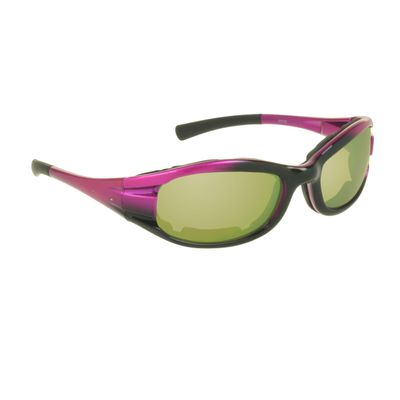 Bikershades Motorcycle Safety Riding Glasses Hot Pink Frame Foam Padded Tinted Yellow Lens PETITE Women, Girls and Boys.