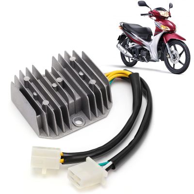 Rectifier Voltage Regulator 12V, 7 Wire Dual Plug Motorcycle Voltage Regulator Rectifier with Heat Sink, Replacement for 125cc 150cc Scooter Moped ATV, Aluminum Alloy ABS