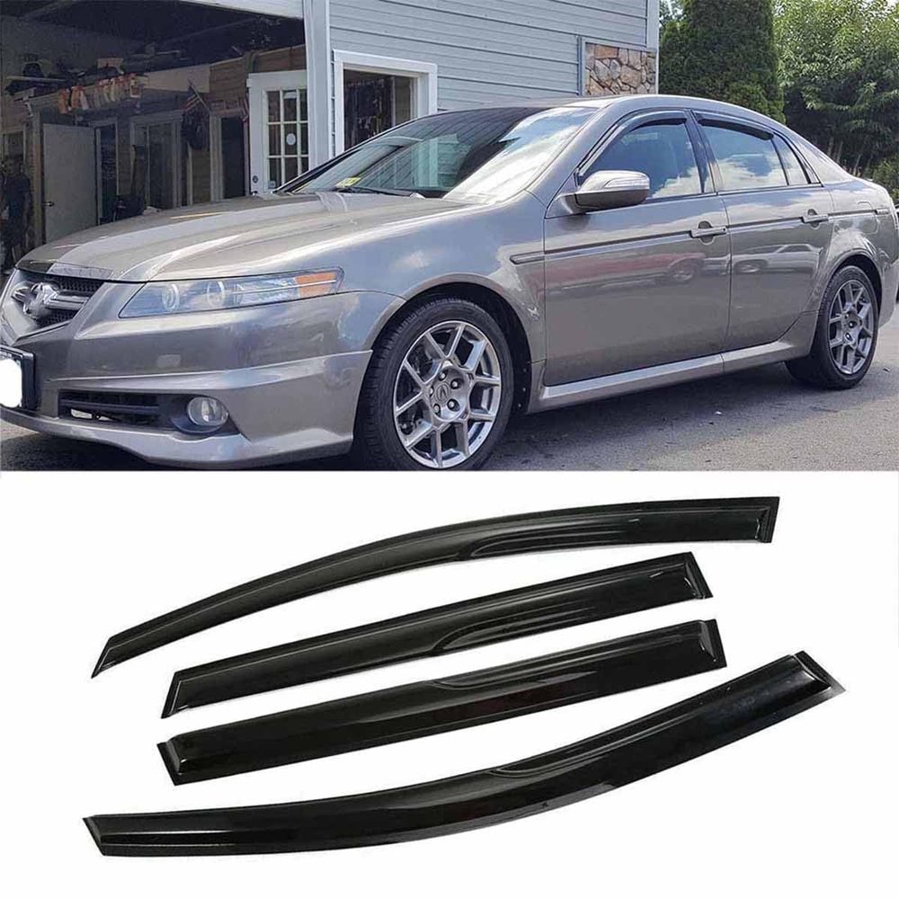 Window Deflector Mugen Style Dark Smoke Fit for 2004 2005 2006 2007 2008 ACU.ra TL Sedan Tape-on Window Visors Vent Rain Guard