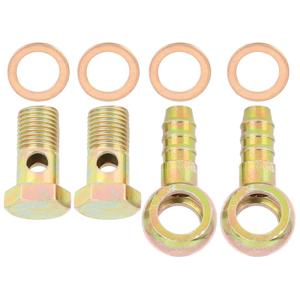Karlass 2 Sets Car Banjo Internal Diameter 14mm Hose Barb Fittings Bolt Washer for Motorcycle Car